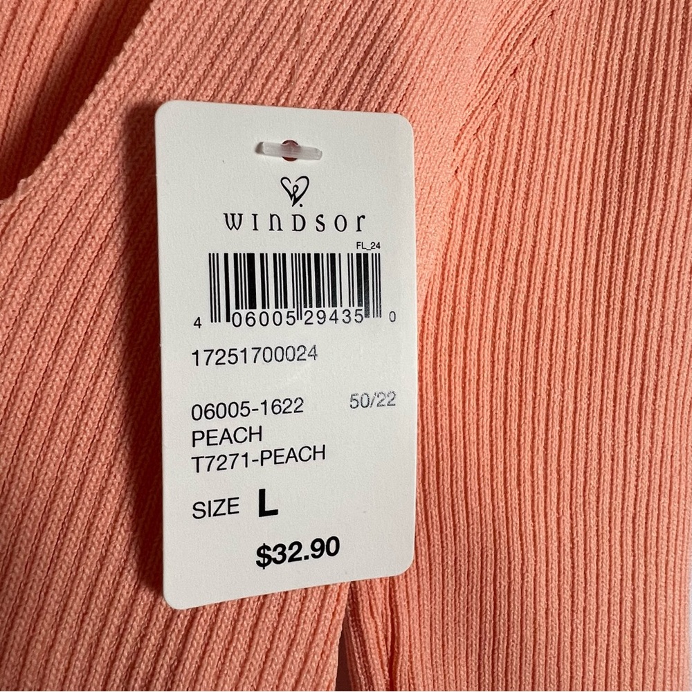 Windsor Orange Ribbed Tie Front Blouse - Picture 6 of 7